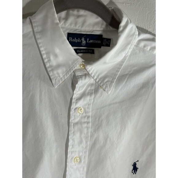 Ralph Lauren Black Label White Button Down Classic Fit Men Shirt Size 17,  34/35 - Picture 2 of 10